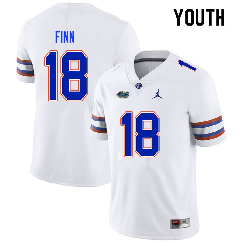 Youth NCAA Florida Gators Jacob Finn #18 Stitched Authentic Nike White College Football Jersey WLH1465IJ